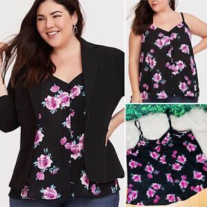 Torrid black floral summer spring casual tank top / cami size 0